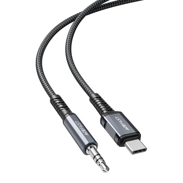 Acefast kabel audio USB Typ C - 3,5mm mini jack (męski) 1,2m, AUX szary (C1-08 deep space gray)-2269946