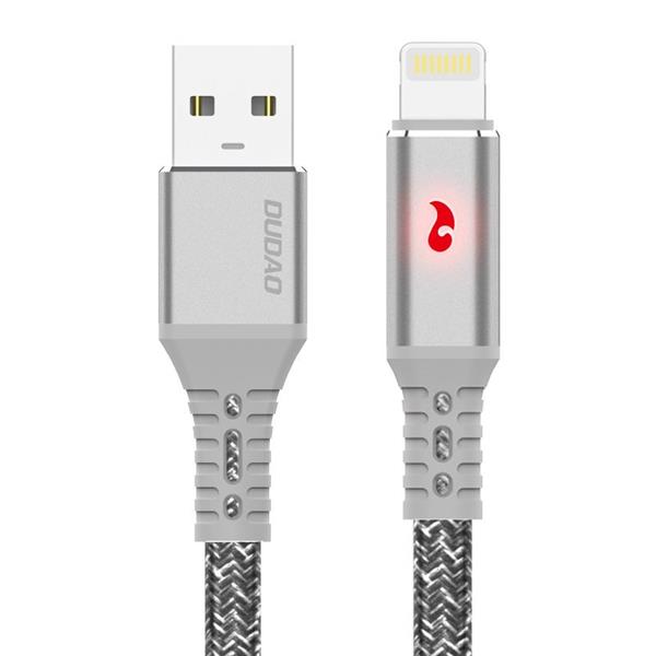 Dudao kabel przewód USB - Lightning 1 m 3 A z diodą LED szary (L7xL Lightning)-2157001