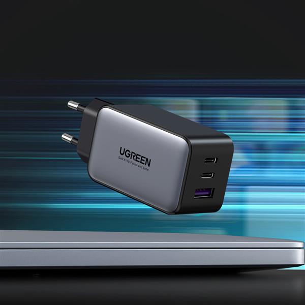 Ugreen ładowarka sieciowa GaN 2x USB Typ C / 1x USB 65W Power Delivery szary (10335)-2198224