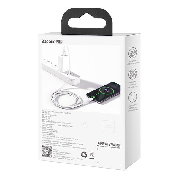 Baseus kabel Superior USB - USB-C 1,0 m biały 66W-2099789
