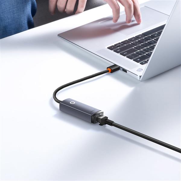 Baseus Lite Series adapter USB - RJ45 gniazdo LAN 100Mbps szary (WKQX000013)-2387285