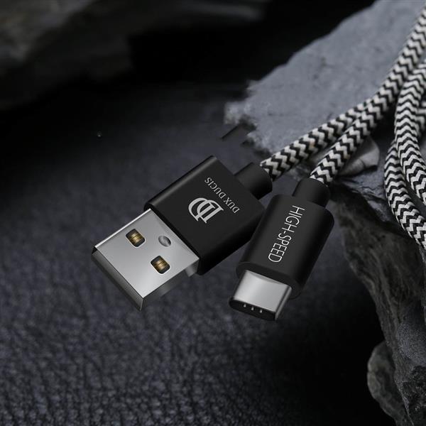 Dux Ducis K-ONE Series nylonowy kabel przewód USB / USB-C 2.1A 3M czarny-2141053