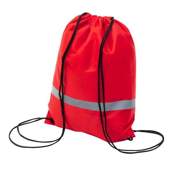 Plecak promocyjny z taśmą odblaskową, czerwony-1623009