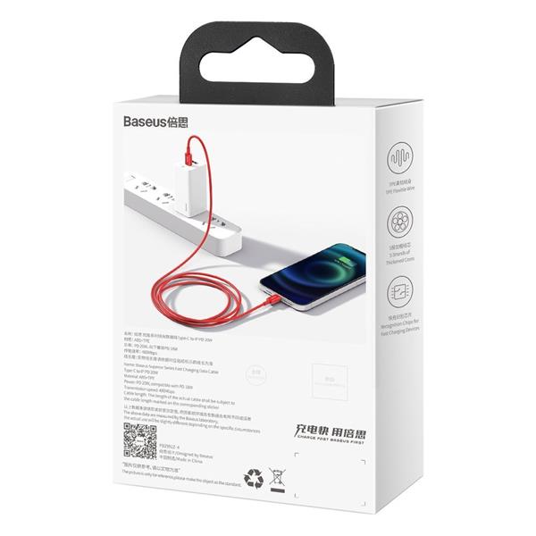 Baseus Superior kabel USB Typ C - Lightning do szybkiego ładowania Power Delivery 20 W 1 m czerwony (CATLYS-A09)-2194010
