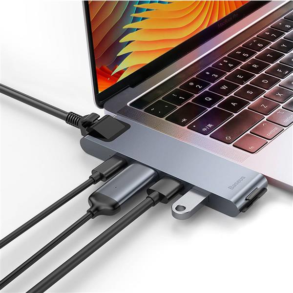 Baseus wielofunkcyjny HUB 7w1 stacja dokująca USB C Thunderbolt (MacBook Pro 2016 / 2017 / 2018) szary-2964248