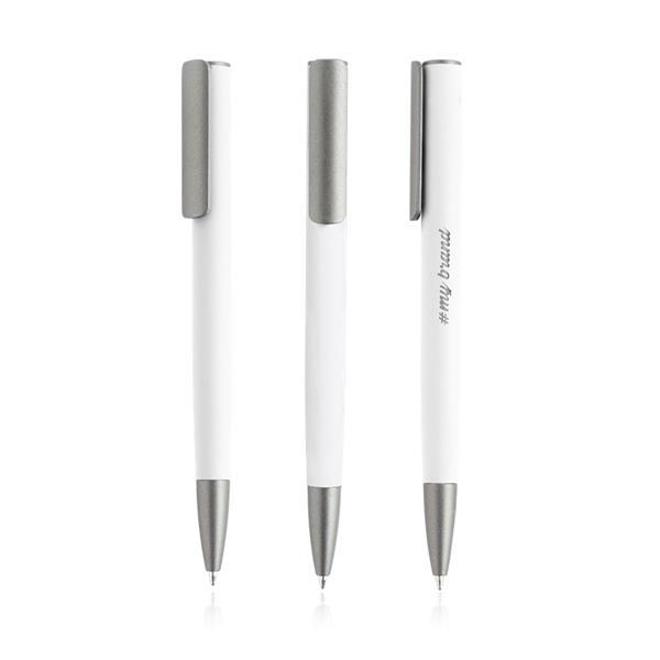 Aluminiowy długopis z recyklingu z bambusowym detalem-3183032