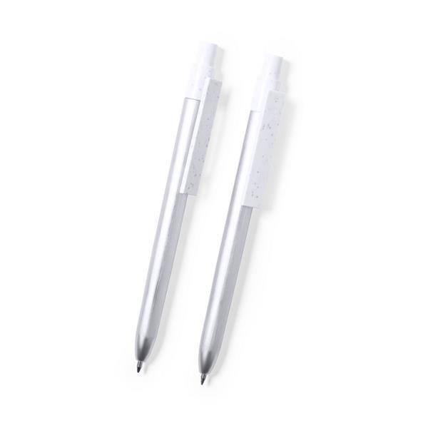 Zestaw piśmienny z aluminium z recyklingu, długopis i pióro kulkowe-2656779
