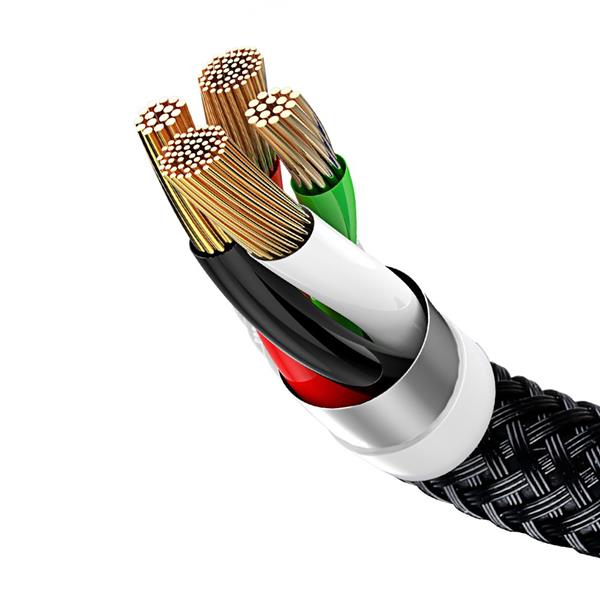 Baseus Three Primary Colors kabel 3w1 USB - micro USB / Lightning / USB-C w nylonowym oplocie 3.5A 1,2M czarny (CAMLT-BSY01)-2142492