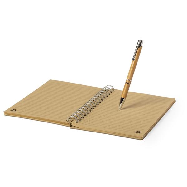 Bambusowy notatnik ok. A5, długopis-1509953