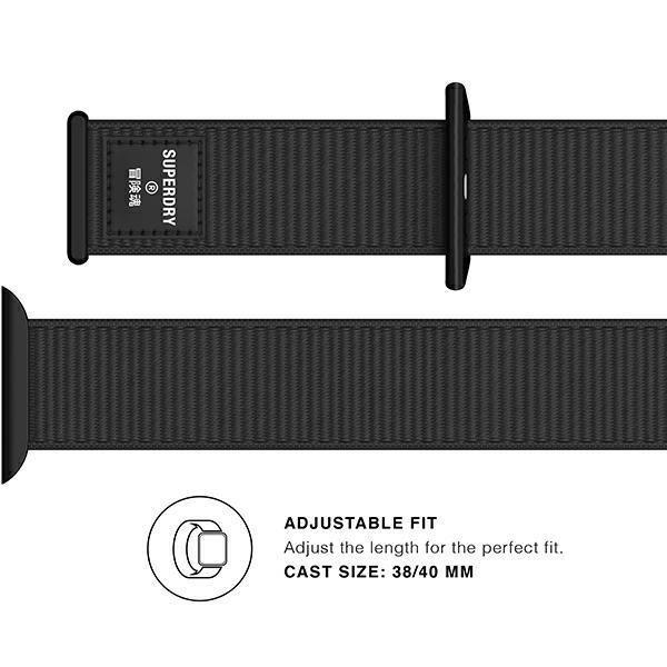 Etui SuperDry Watchband na Apple Watch 38/40/41 mm Series 4/5/6/7/8/SE/SE 2 Nylon Weave - czarne 41673-2285154