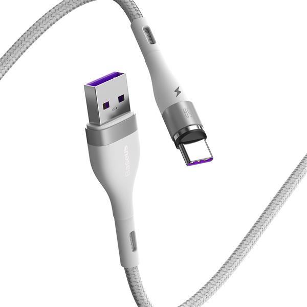 Baseus kabel magnetyczny Zinc USB - USB-C 1,0 m 5A biały-2071839