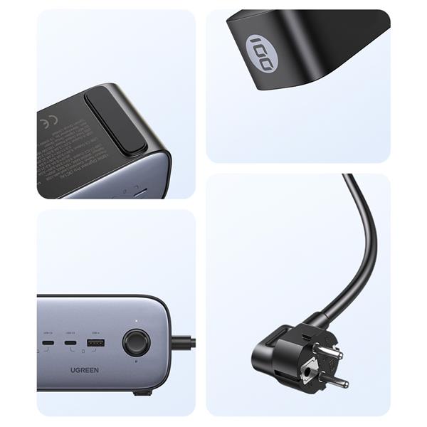 Ugreen ładowarka sieciowa GaN USB C / USB listwa zasilająca AC czarna (CD270)-3110974