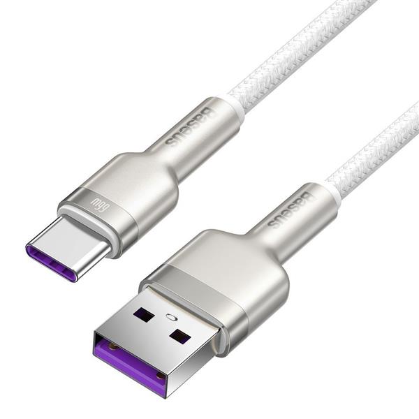 Baseus Cafule Metal Data kabel USB - USB Typ C 66W Quick Charge 1m biały (CAKF000102)-2219206