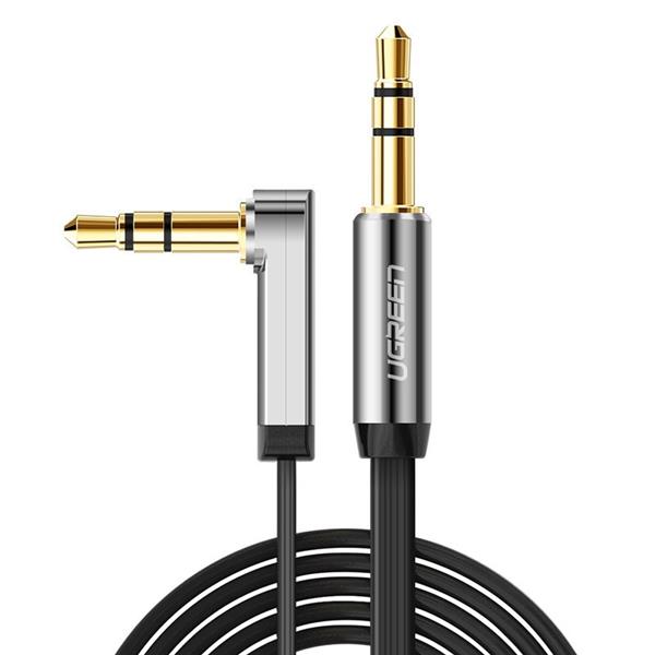 Ugreen płaski kątowy kabel przewód audio AUX 3,5 mm mini jack 0,5 m czarny (AV119 10596)-3101987