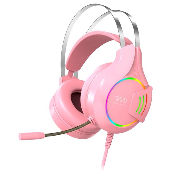 XO słuchawki przewodowe GE-04 jack 3,5mm nauszne różowe-2058711