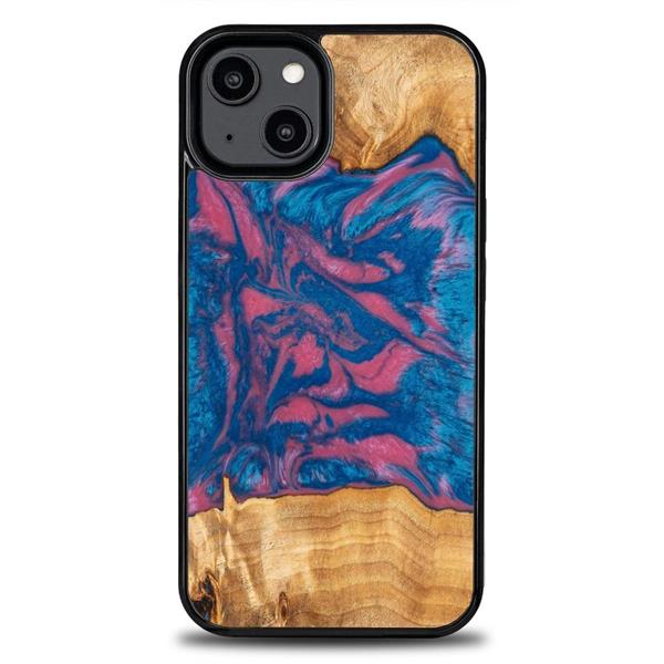 Etui z drewna i żywicy na iPhone 15 Pro Bewood Unique Vegas - różowo-niebieskie-3140605
