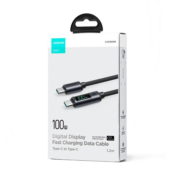 Kabel USB C - USB C 100W 1.2m z wyświetlaczem LED Joyroom S-CC100A16 - czarny-3115062
