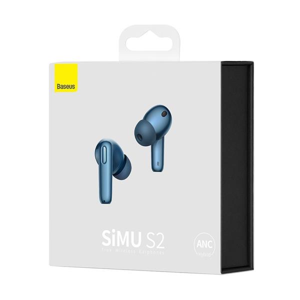 Baseus SIMU S2 bezprzewodowe słuchawki Bluetooth 5.0 TWS z aktywną redukcją szumów ANC niebieski (NGS2-03)-2198953