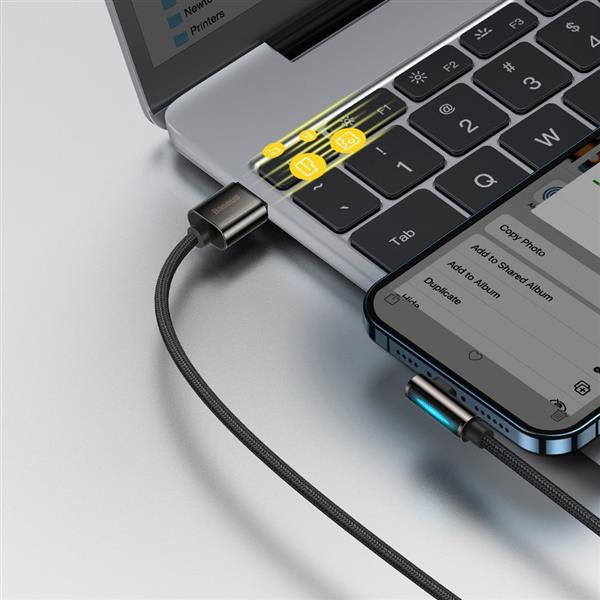 Baseus Legendary kątowy nylonowy kabel przewód USB - Lightning dla graczy 2,4A 1m czarny (CALCS-01)-2210594