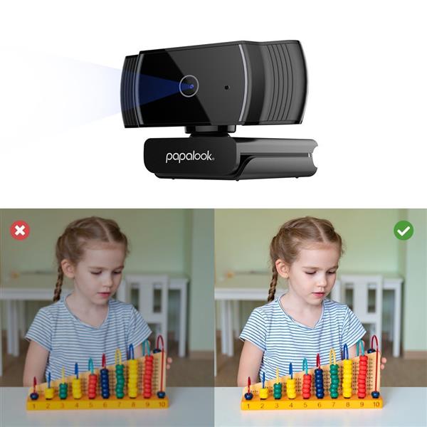 Papalook kamera internetowa Full HD 1080p z mikrofonem na laptopa monitor komputer czarny (AF925)