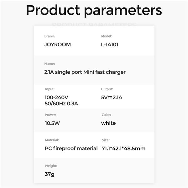 Joyroom ładowarka sieciowa USB 2,1 A wtyczka UK biała (L-1A101)-2418548