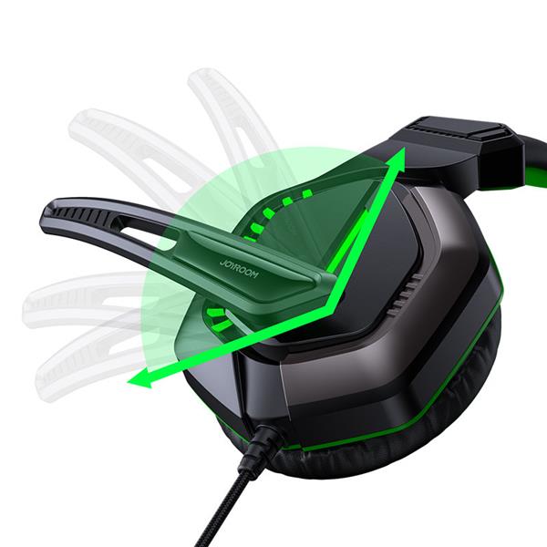 Joyroom gamingowe wokółuszne słuchawki 3,5mm mini jack z pilotem i mikrofonem dla graczy czarny (JR-HG1 green)-2254094