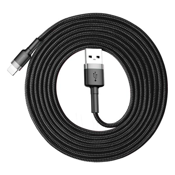 Baseus Cafule Cable wytrzymały nylonowy kabel przewód USB / Lightning QC3.0 1.5A 2M czarny (CALKLF-CG1)-2141731