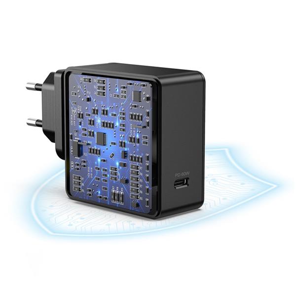 Choetech szybka ładowarka sieciowa USB Typ C PD 60W 3A czarny (Q4004-EU)-2256970