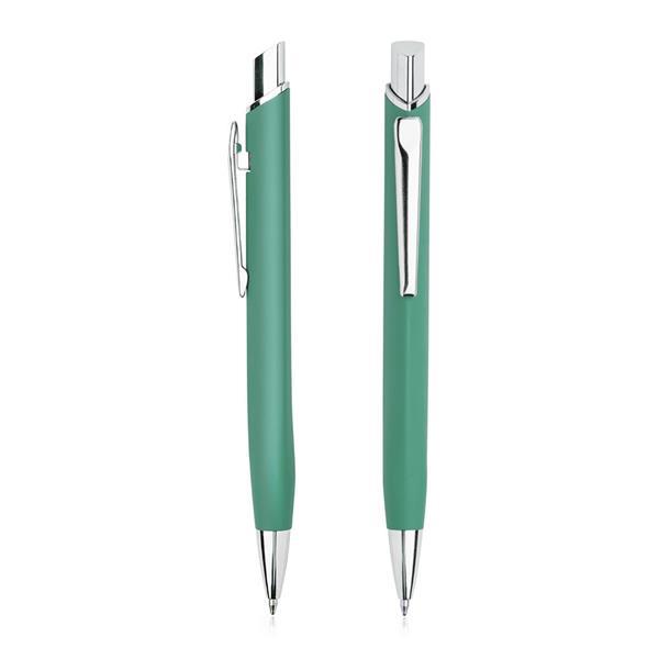 Metalowy dłługopis z gumowanym wykończeniem-2984260
