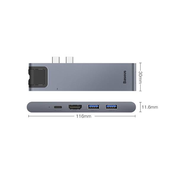 Baseus wielofunkcyjny HUB 7w1 stacja dokująca USB C Thunderbolt (MacBook Pro 2016 / 2017 / 2018) szary-2964231