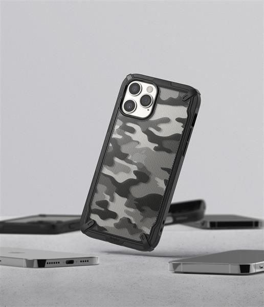 Ringke Fusion X Design etui pancerny pokrowiec z ramką iPhone 12 Pro Max czarny Camo Black (XDAP0017)-2168308