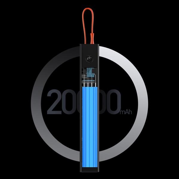 Baseus Elf power bank 20000mAh 65W 2x USB / USB Typ C / wbudowany kabel USB Typ C Power Delivery Quick Charge czarny (PPJL000001)-2240986
