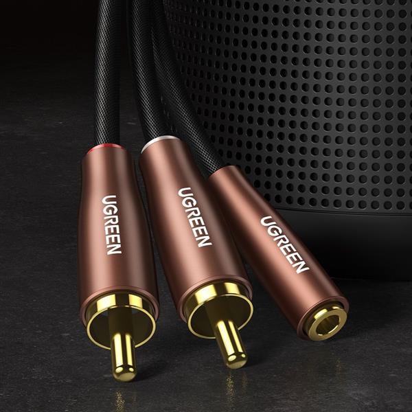 Ugreen kabel przewód audio 3,5 mm mini jack (żeński) - 2RCA (męski) 1m brązowy (AV198 50130)-2207991