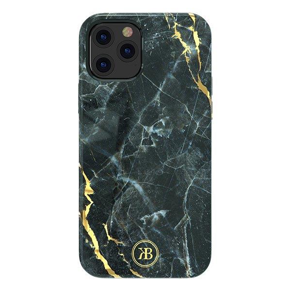Kingxbar Marble Series eleganckie etui pokrowiec z nadrukiem marmur iPhone 12 Pro / iPhone 12 czarny-2165179
