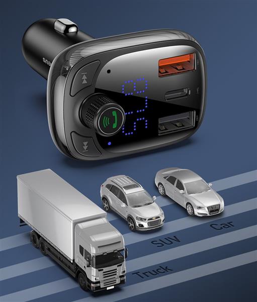 Baseus Transmiter FM Bluetooth 5.0 ładowarka samochodowa PPS Quick Charge QC4.0 Power Delivery USB Typ C / micro SD 5A 36W czarny (CCTM-B01)-2144923