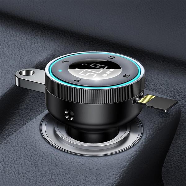 Baseus Enjoy transmiter FM ładowarka samochodowa LED 2x USB / 3,5mm jack bezprzewodowy odtwarzacz MP3 Bluetooth 5.0 3.4A czarny (CCLH-01)-2209611