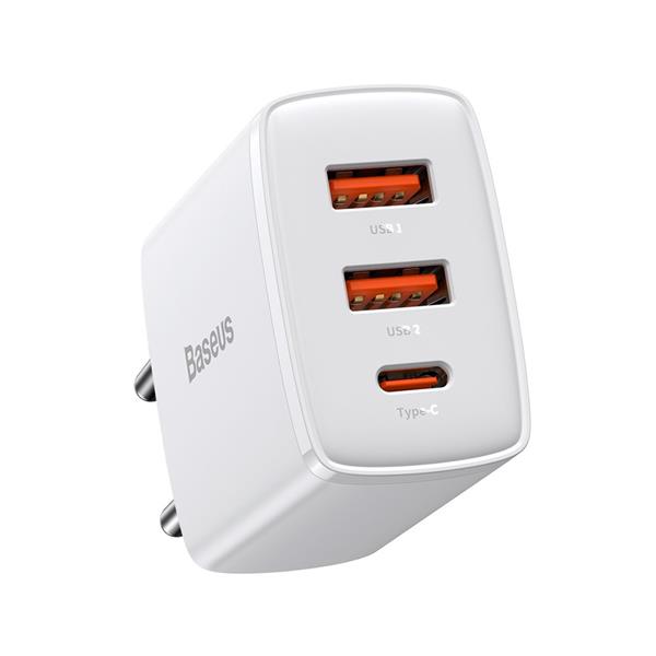Baseus Compact szybka ładowarka sieciowa 2x USB / USB Typ C 30W 3A Power Delivery Quick Charge biały (CCXJ-E02)-2630264