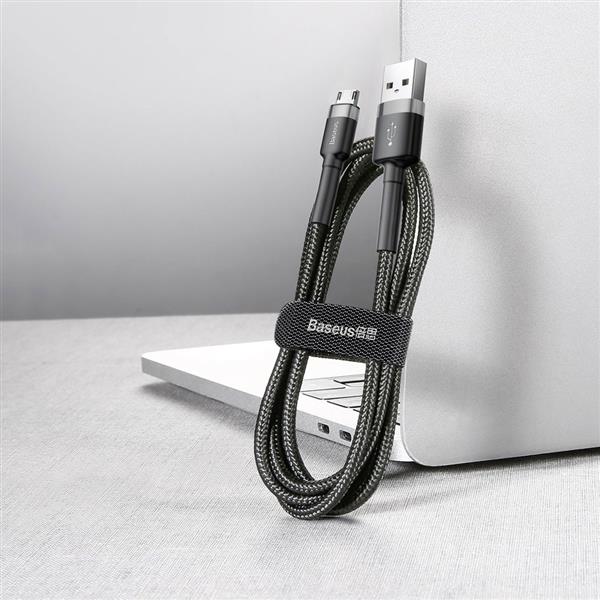 Baseus Cafule Cable wytrzymały nylonowy kabel przewód USB / micro USB QC3.0 2.4A 0,5M czarno-szary (CAMKLF-AG1)-2141493