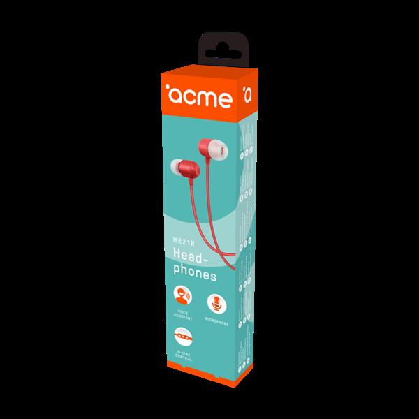 ACME EUROPE Słuchawki przewodowe douszne z mikrofonem HE21R czerwone-1572599