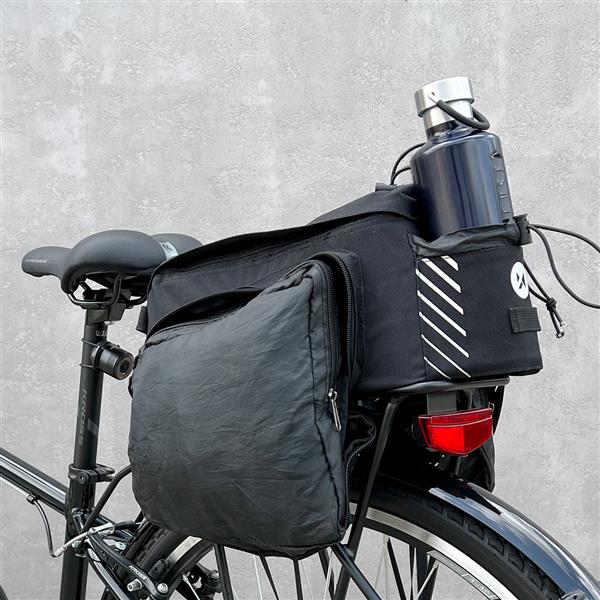 Wozinsky torba rowerowa na bagażnik z paskiem na ramię 9l (pokrowiec przeciwdeszczowy w zestawie) czarny (WBB22BK)-2379235