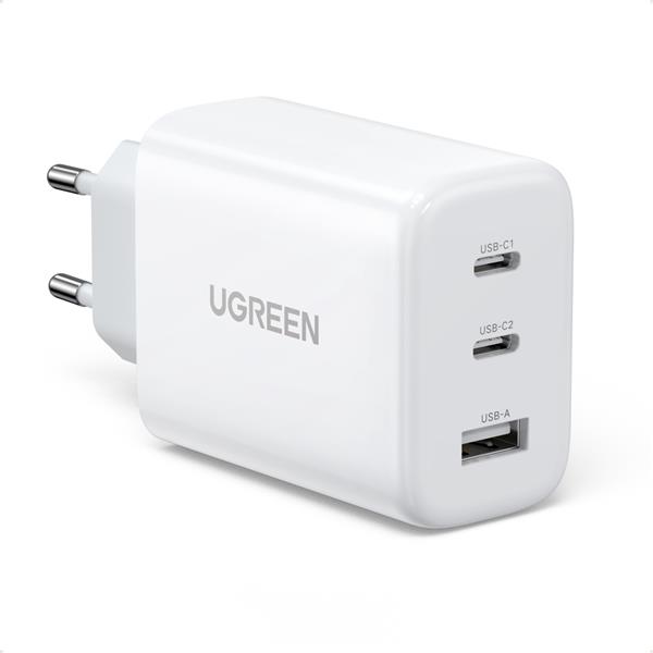 Ugreen szybka ładowarka sieciowa 2x USB Typ C / USB 65W PD3.0, QC3.0/4.0+ biała (CD275) -2427924