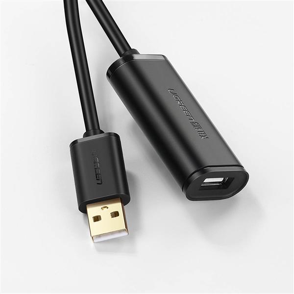Ugreen kabel aktywny przedłużacz USB-A (męski) - USB-A (żeński) USB 2.0 480Mb/s 15m czarny (US121)-2964395