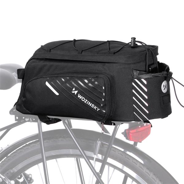 Wozinsky torba rowerowa na bagażnik z paskiem na ramię 9l (pokrowiec przeciwdeszczowy w zestawie) czarny (WBB22BK)-3101860