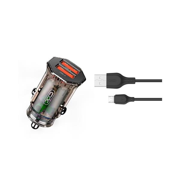 XO Clear ładowarka samochodowa CC49 2x USB 2,4A dymiona + kabel microUSB-3005701