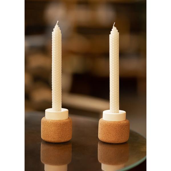 Zestaw 2 długich świec z wosku pszczelego Biella, biały-2650851