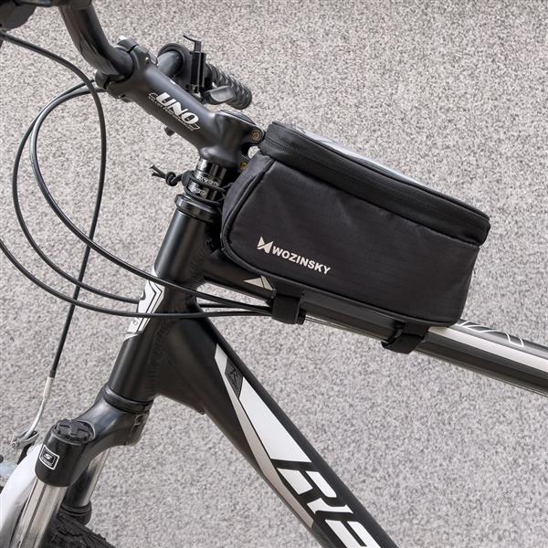 Wozinsky torba na telefon na ramę rowerową na ramę pokrowiec na telefon do 6,5 cala 1,5L czarny (WBB2BK)-2142348