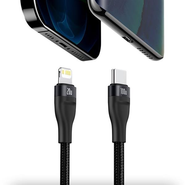 Baseus Flash Series 2w1 kabel USB Typ C - USB Typ C / Lightning Power Delivery Quick Charge 100 W 1,2 m czarny (CA1T2-F01)-2199011