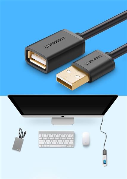 Ugreen kabel przewód przejściówka USB (żeński) - USB (męski) 1m czarny (10314)-2150899