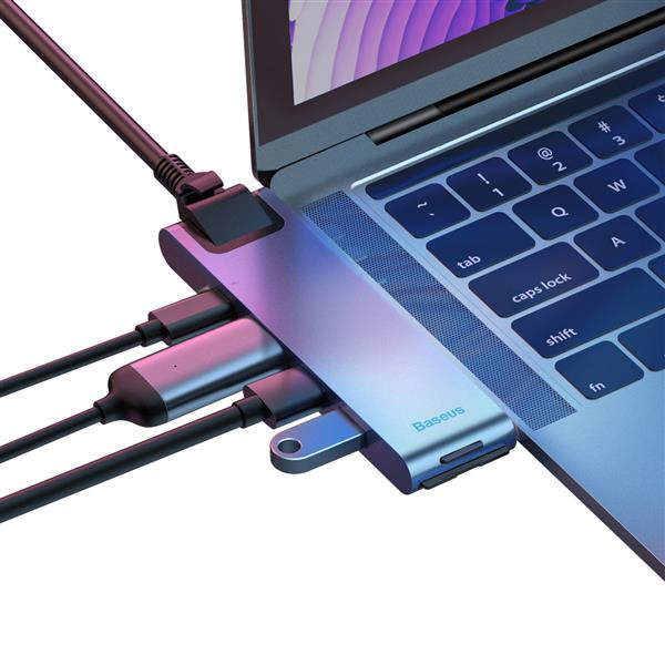 Baseus wielofunkcyjny HUB 7w1 stacja dokująca USB C Thunderbolt (MacBook Pro 2016 / 2017 / 2018) szary-2964232