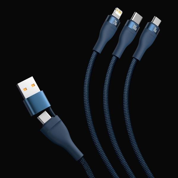 Baseus Flash Series II kabel USB Typ C / USB Typ A - USB Typ C / Lightning / micro USB 100 W 1,2 m czarny (CASS030101)-2299779